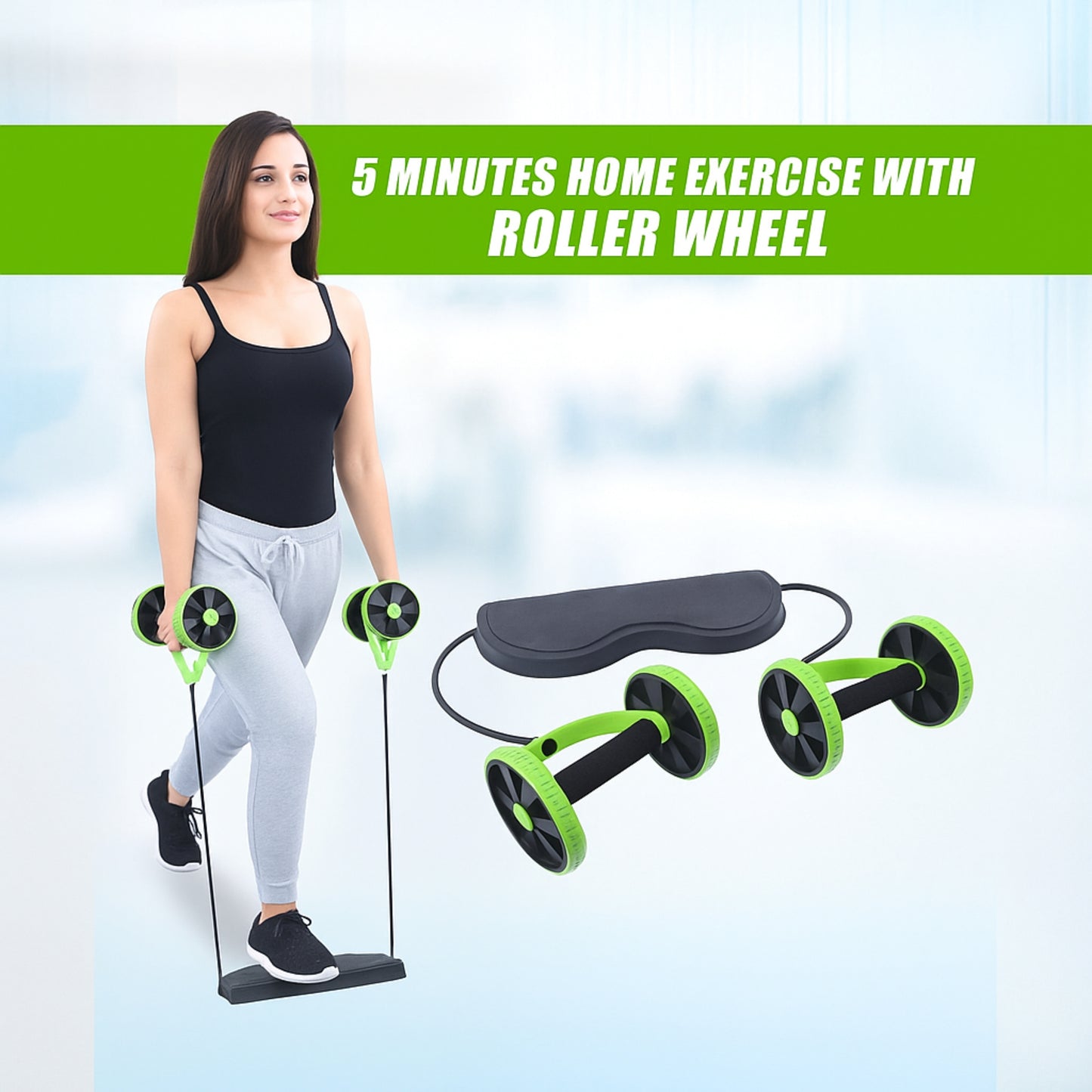 Dr.Pain 5 Minutes Roller Wheel Home Workout – Full Body Gym at Home | Compact Ab Roller for Quick Daily Fitness Routine