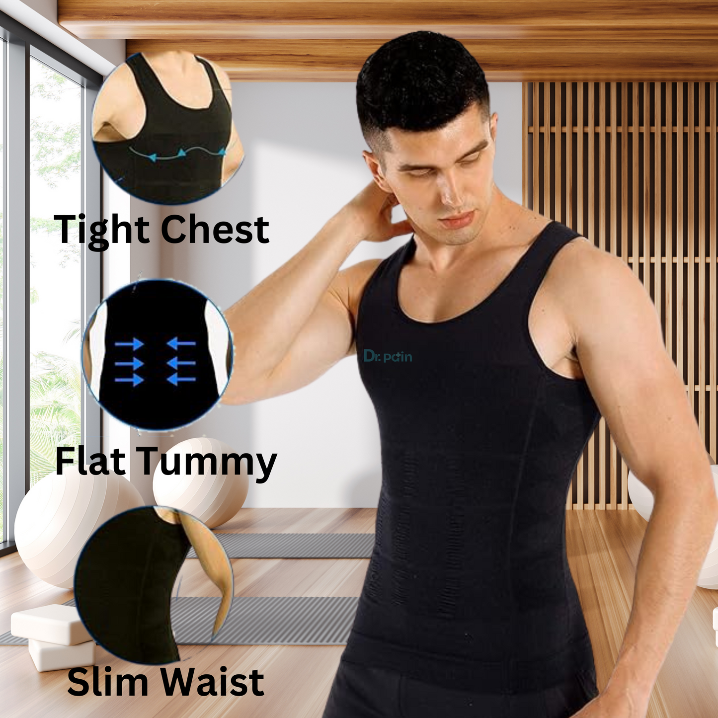 Dr.Pain Tummy Tucker Vest for Men – Slimming Compression Tank Top | Abs & Abdomen Shaper | Stretchable Body Shaper for Gym & Posture Support