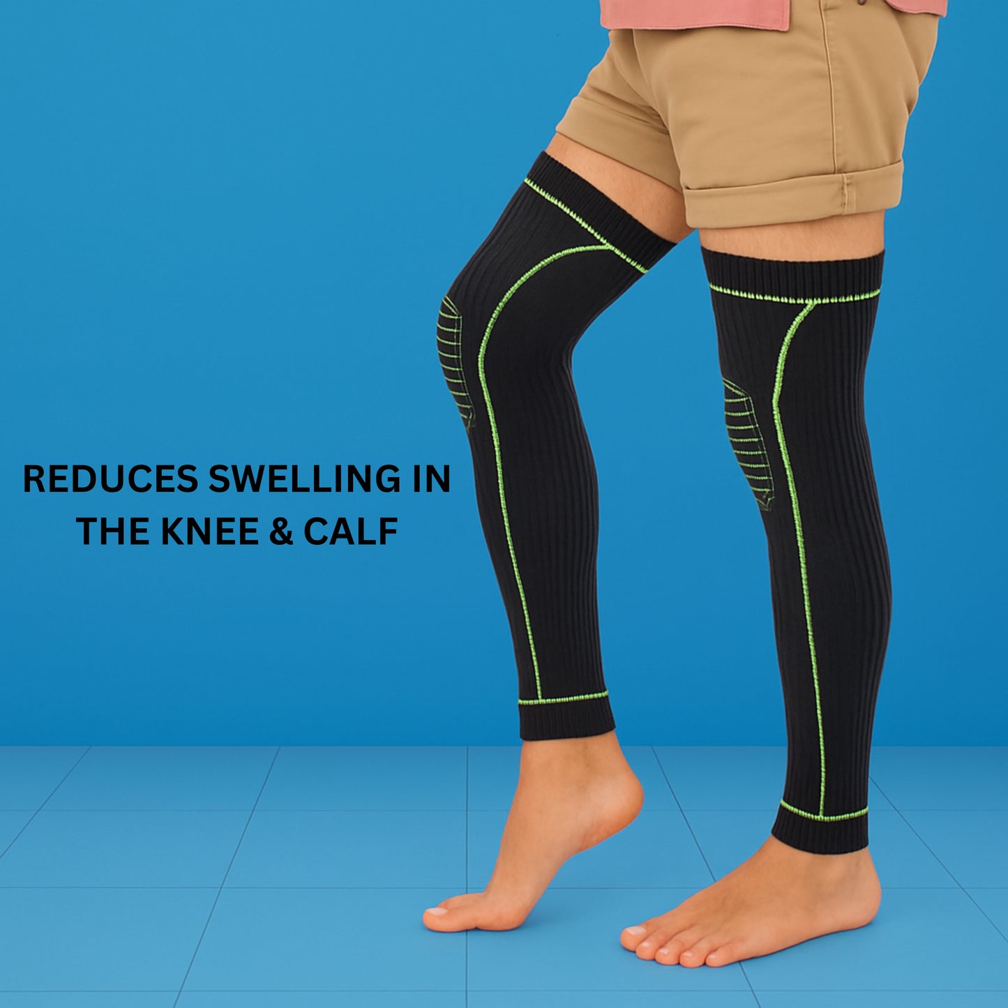 Dr. Pain Pain Relief Compression Knee and Calf Support – Dual Action Support for Swelling, Joint Pain, & Mobility – B1G1 Free – Sizes M, L, XL