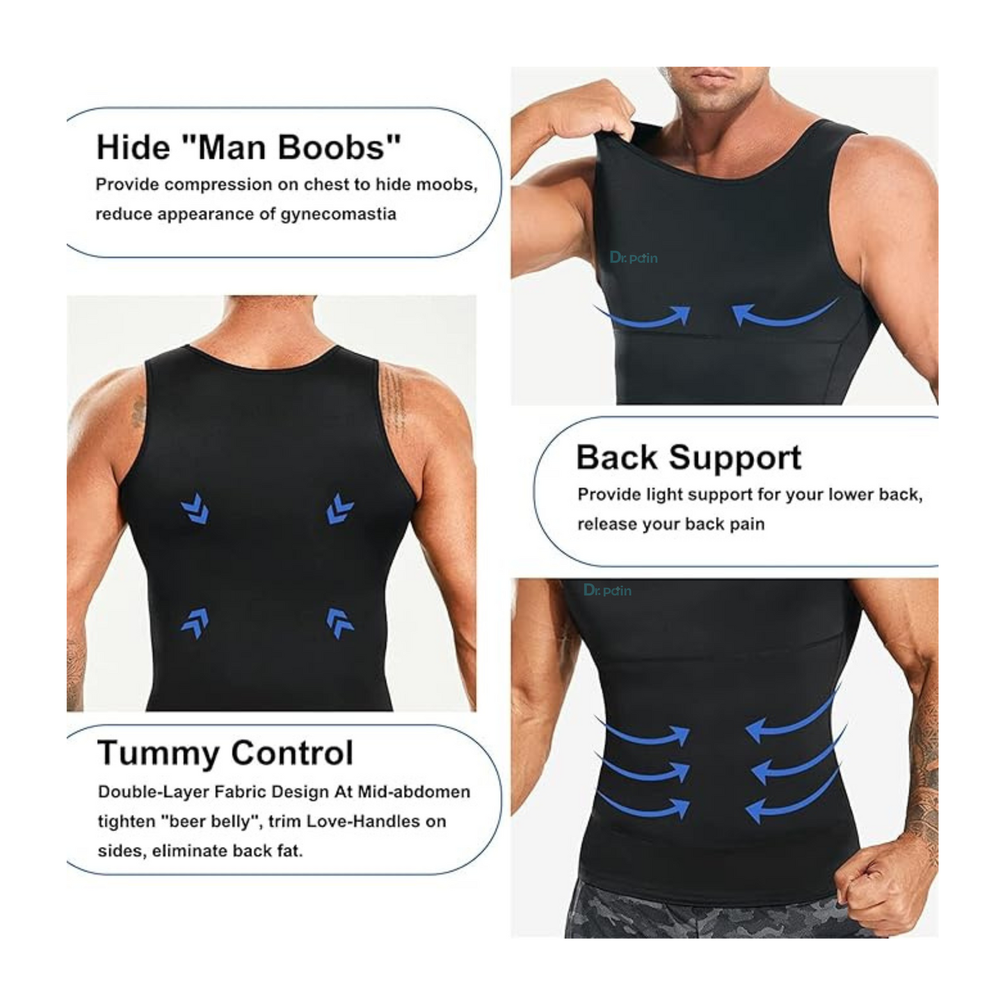 Dr.Pain Tummy Tucker Vest for Men – Slimming Compression Tank Top | Abs & Abdomen Shaper | Stretchable Body Shaper for Gym & Posture Support