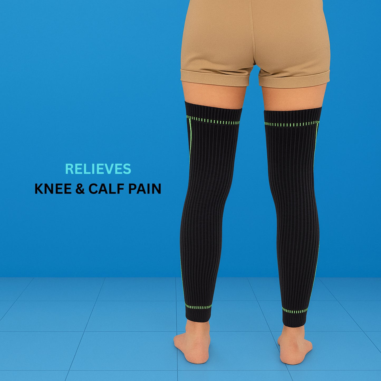 Dr. Pain Pain Relief Compression Knee and Calf Support – Dual Action Support for Swelling, Joint Pain, & Mobility – B1G1 Free – Sizes M, L, XL