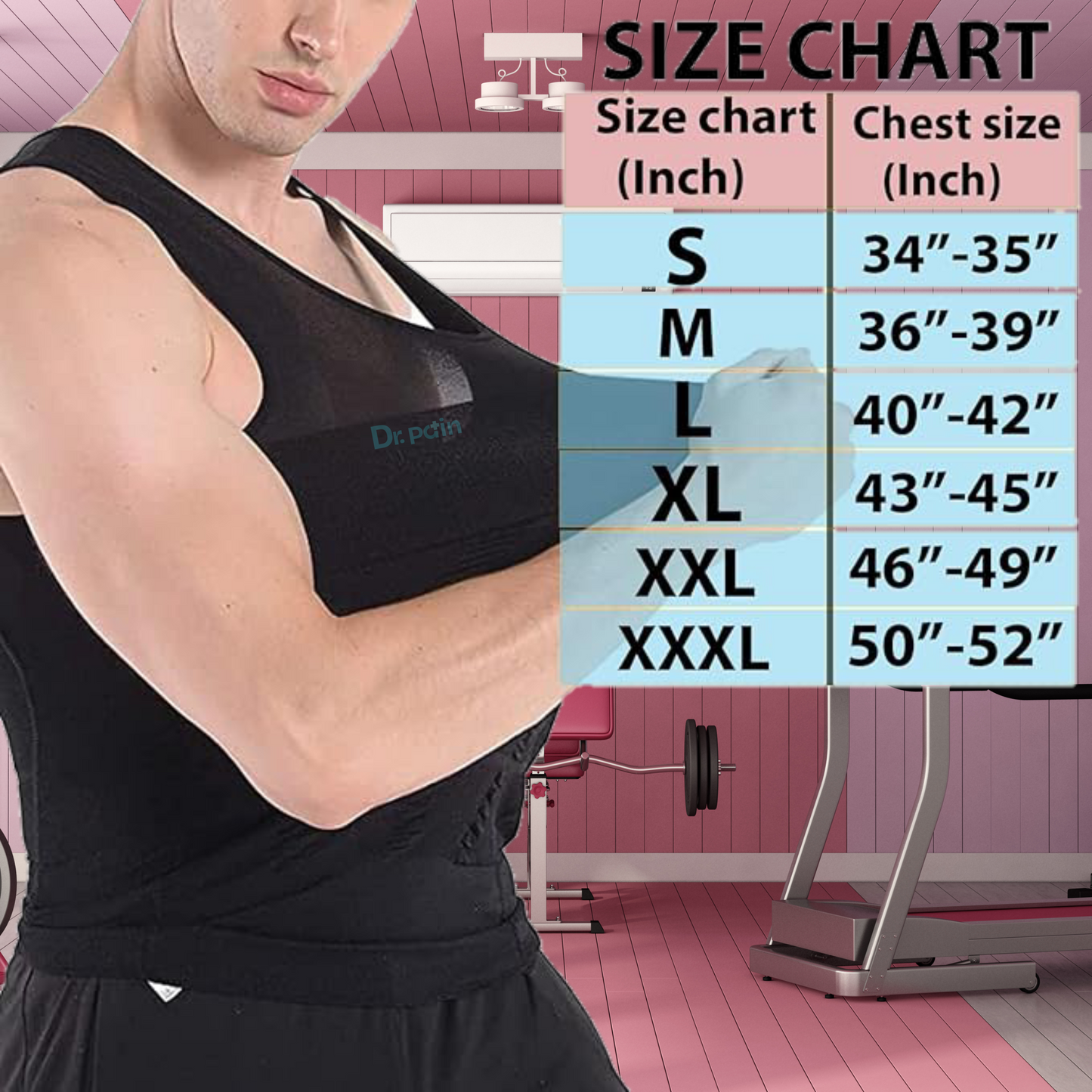 Dr.Pain Tummy Tucker Vest for Men – Slimming Compression Tank Top | Abs & Abdomen Shaper | Stretchable Body Shaper for Gym & Posture Support